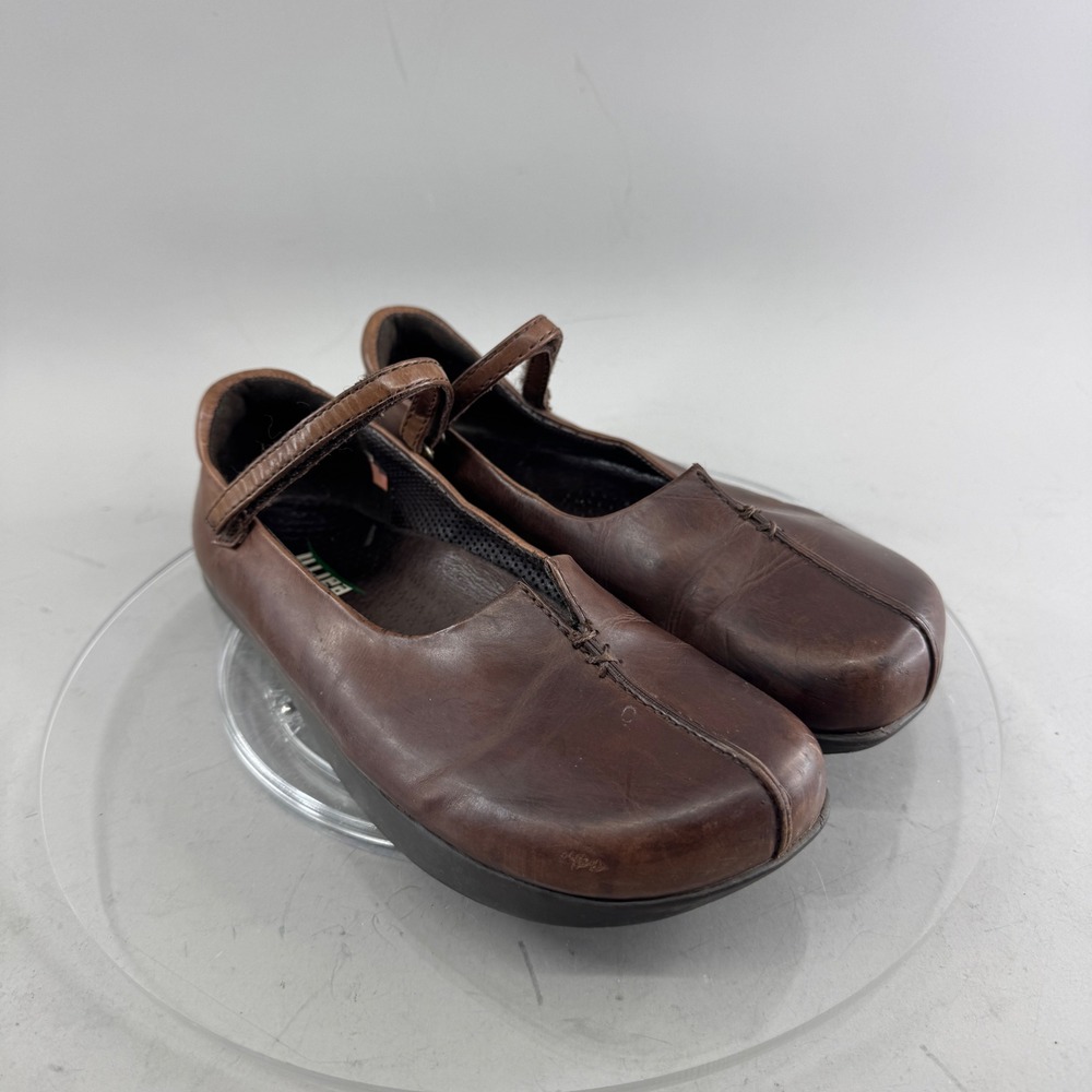 Earth Women Kalso Leather Mary Jane Comfort Flats Brown Buckle Shoes Size 6.5B